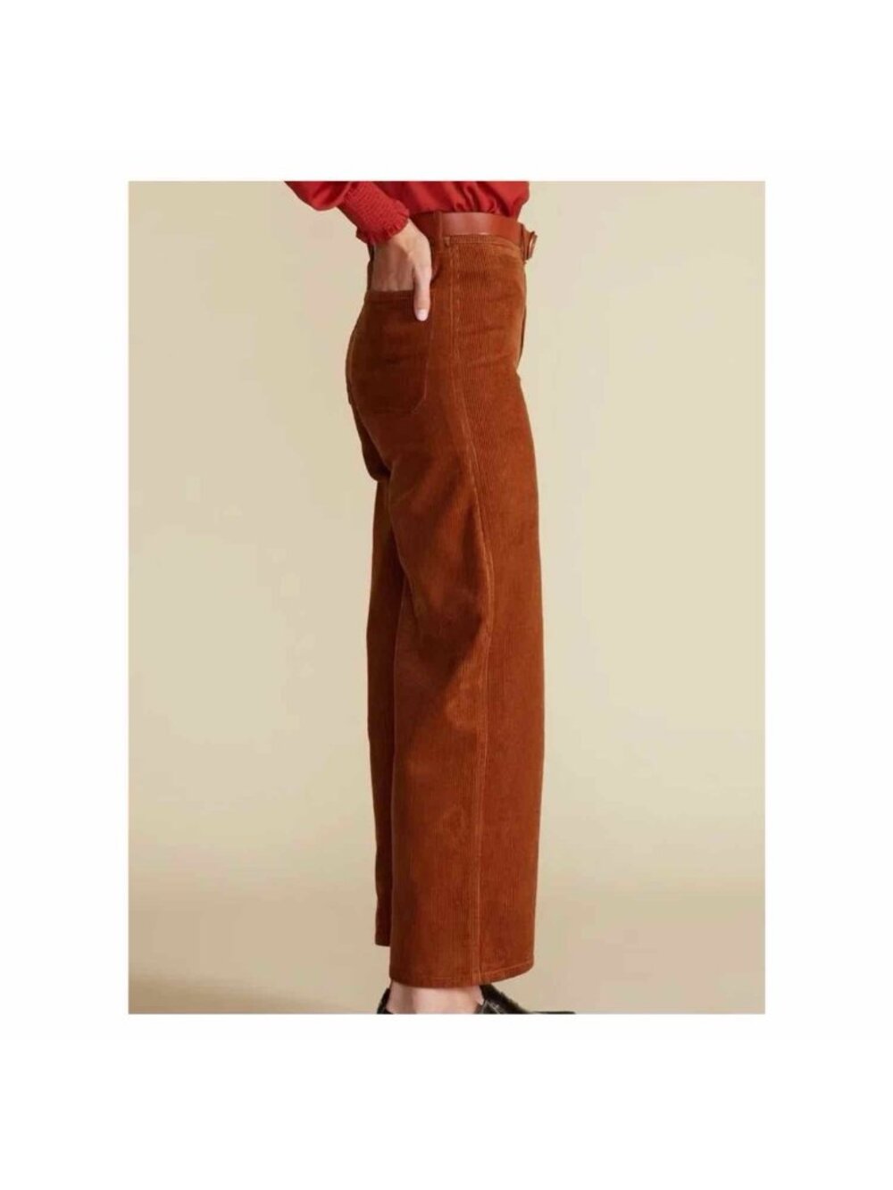 Amour Vert Wide Leg Utility Corduroy Pant Almond Brown